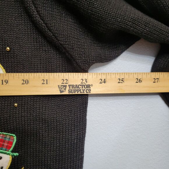 VTG Ship N Shore Christmas Cardigan Sweater Snowman Holly Beaded Embroidered XL - Picture 7 of 9